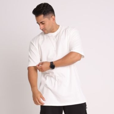 Camiseta Oversized Streetwear Masculina de algodão Premium Gola Alta em Oferta na Shopee