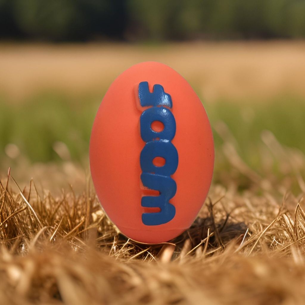 Brinquedo Mordedor Bola de Futebol Americano Woof com Apito – Rosa, Laranja e Verde