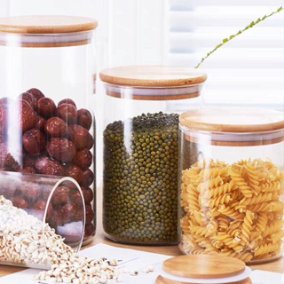 Pote Redondo Transparente Com Tampa Amadeirada E Vedação em Oferta na Shopee