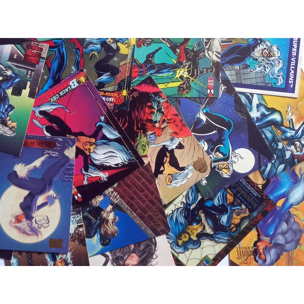 Raros cards Colecionáveis Black Cat Gata Negra Spiderman Homem-Aranha Marvel Masterpiece e outros - Valor unitário