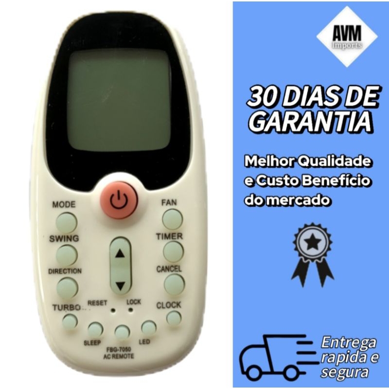 Controle Remoto Para Ar Condicionado Komeco Midea Comfee - 7050