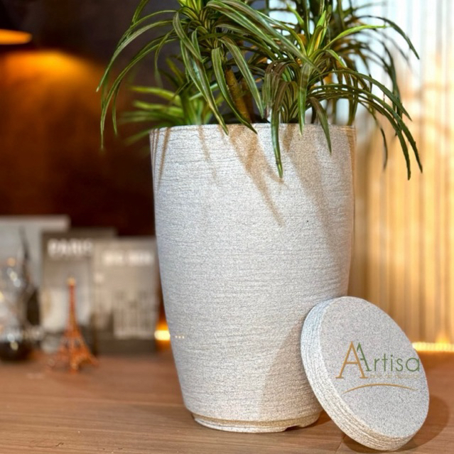 Vaso para plantas Polietileno redondo escovado n2 com prato