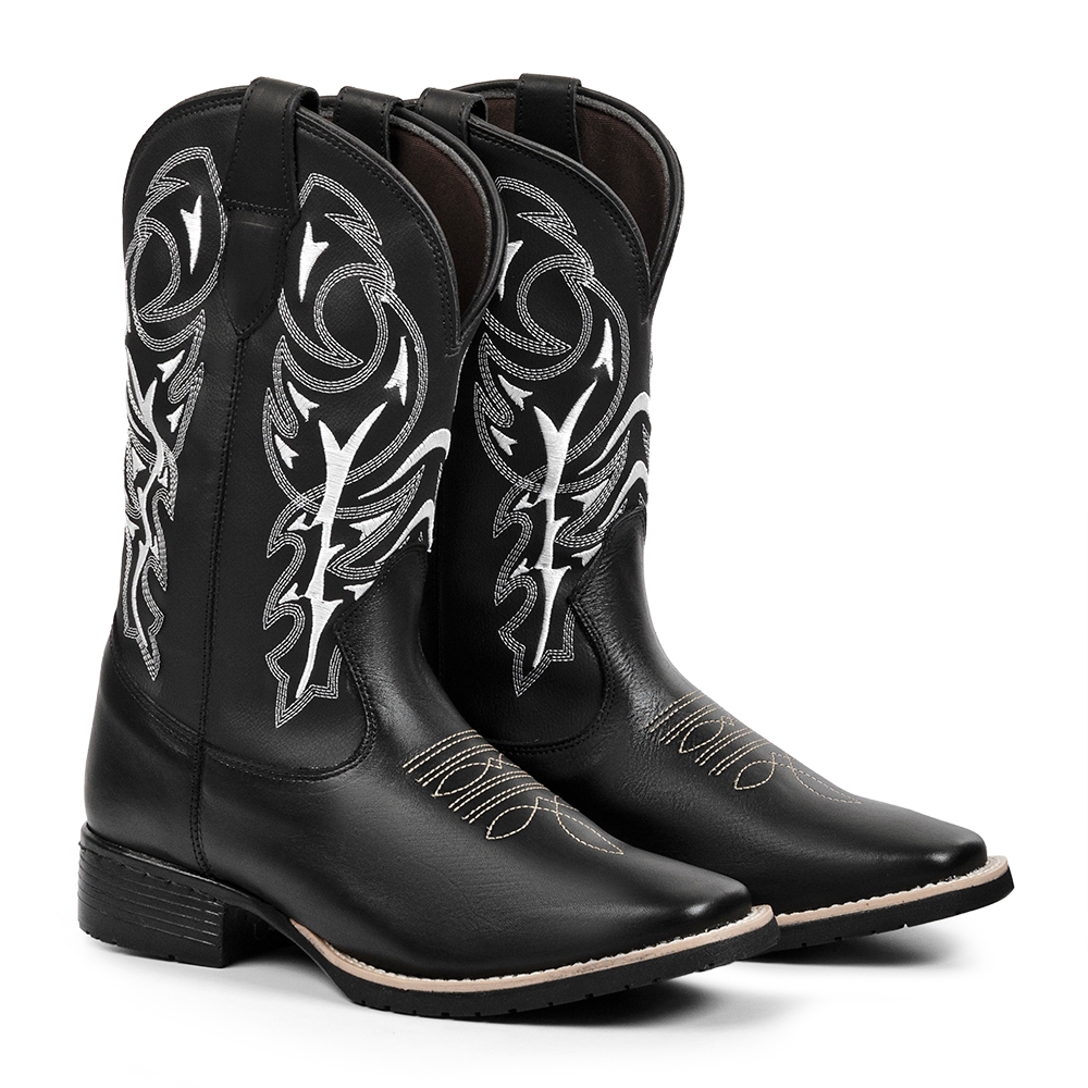 Bota Preta Couro Cano Médio: Onde Comprar | BuscaProdutos