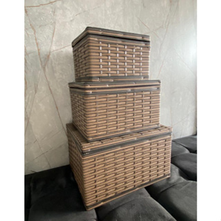 Kit Baús Organizadores Multiuso Em Fibra Sintética - P/M/G WM"s Artesanato em Oferta na Shopee