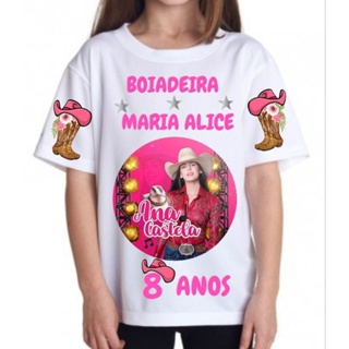 Camiseta feminina infantil personalizada tema de aniversário Ana Castela em Oferta na Shopee