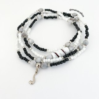 Guia de Pretos Velhos – Fio de Conta Umbanda e Candomblé | Preto e Branco com Lágrimas de Nossa Senhora em Oferta na Shopee