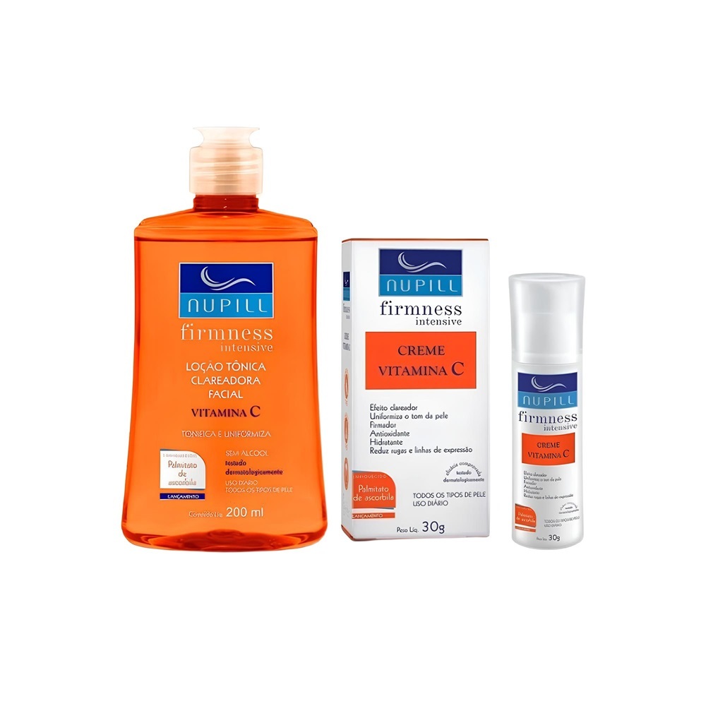 Kit Vitamina C Firmness Intensive Loção Clareadora 200ml + Creme Hidratante Facial 30g Nupill