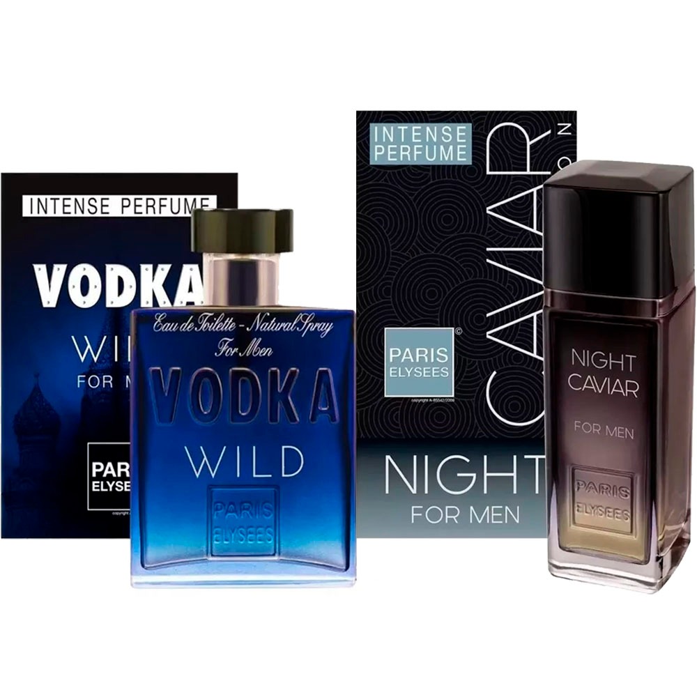 Kit Com 1 Vodka Wild + Night Caviar 100ml Paris Elysees em Oferta na Shopee
