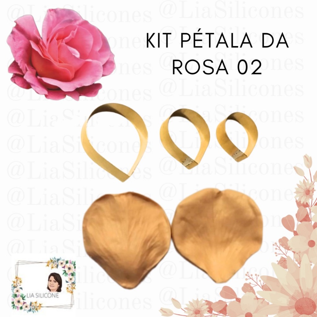 KIT CORTADOR E FRISADOR PÉTALA DA ROSA - MOLDE PARA CONFEITARIA