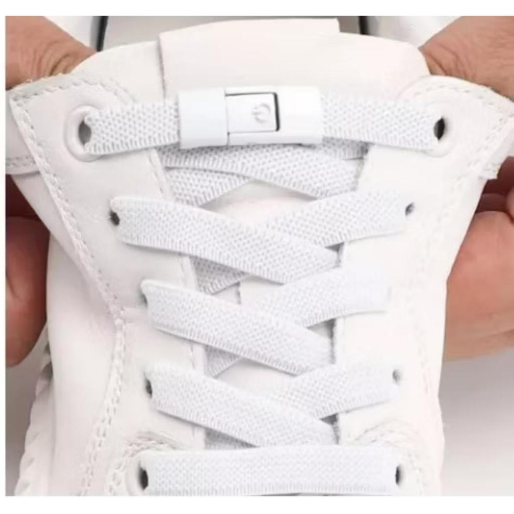 Cadarço Elástico para tênis sem amarrar na cor Branco ideal para adultos e Crianças