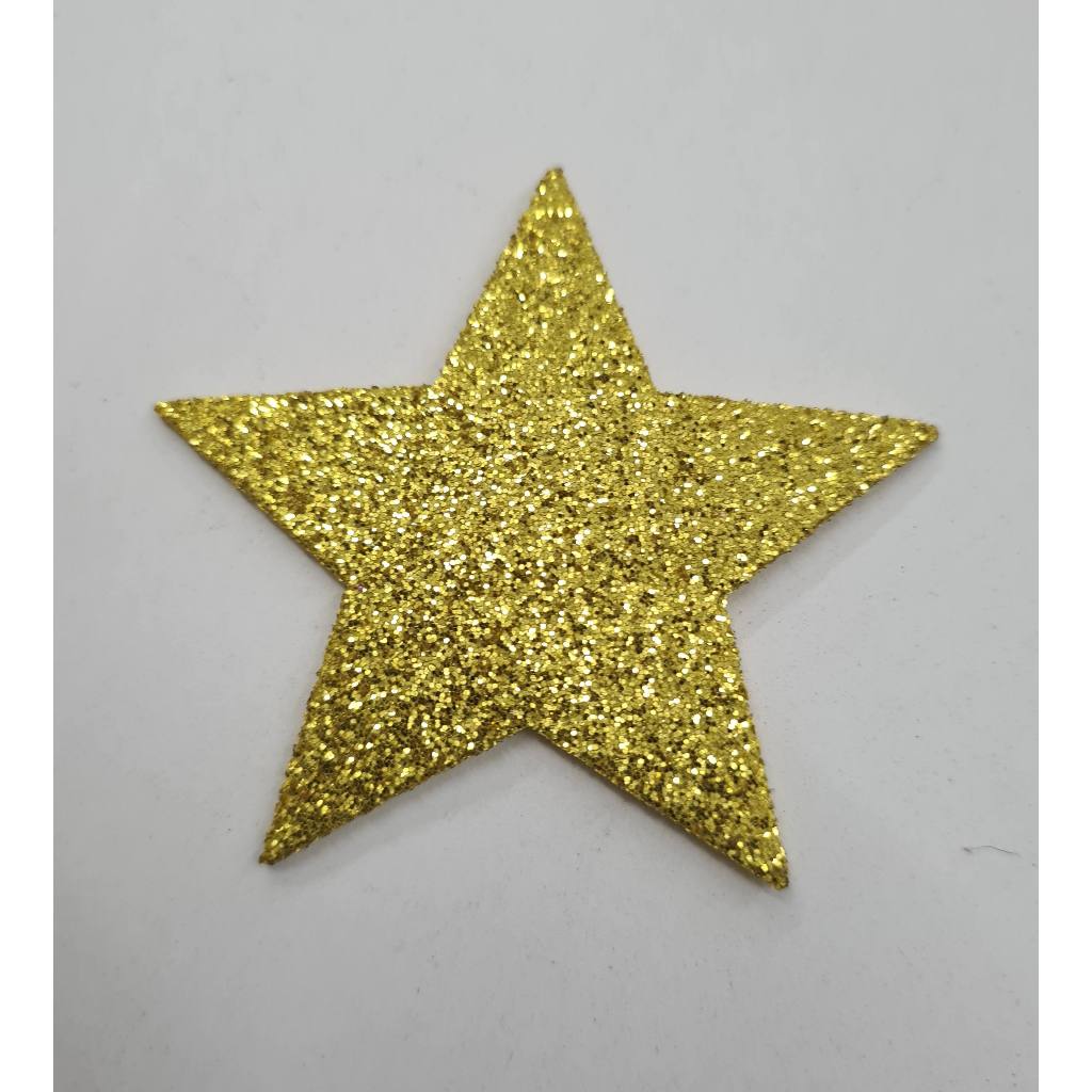 APLIQUE EVA COM GLITTER 7CM - ESTRELAS - COM 10 UNIDADES em Oferta na Shopee