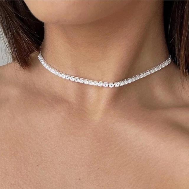 Gargantilha Choker Riviera Cristal Zircônia a Prata 925