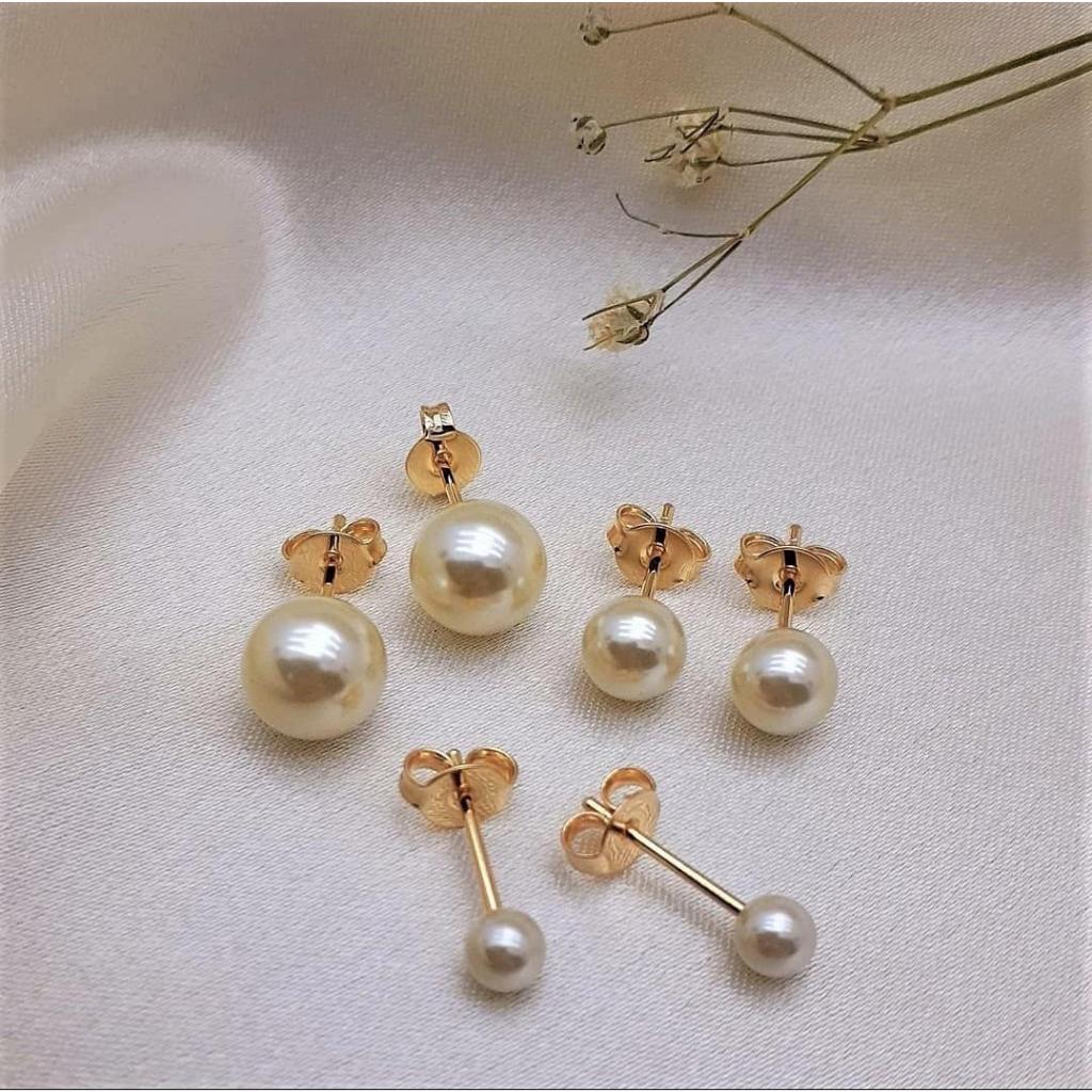 Trio Brinco Pérola Banhado a Ouro 18k Antialérgico em Oferta na Shopee