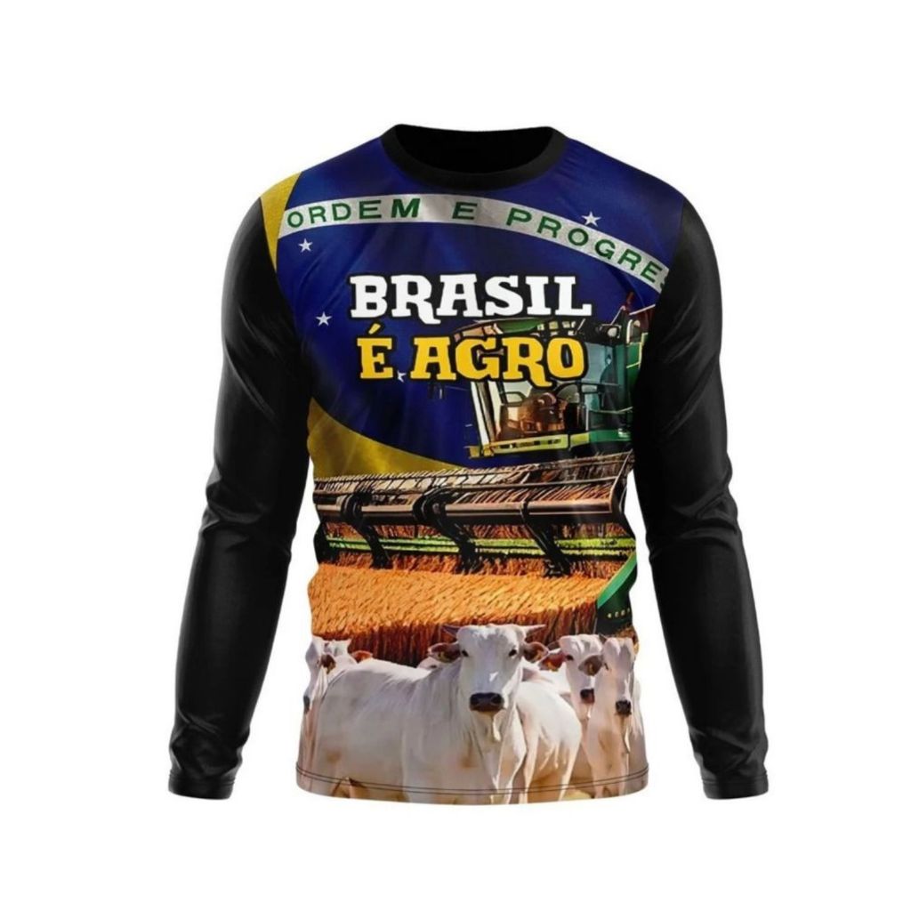 Camisa Camiseta Agro Masculino Proteção Solar UV Estampa Agro Rural