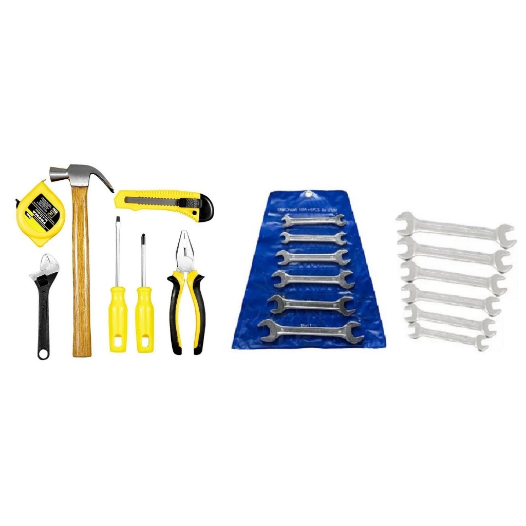 KIT 14 FERRAMENTAS CHAVES FIXA BOCA ALICATE UNIVERSAL CHAVE INGLESA MARTELO PHILIPS FENDA CROMO VANADIUM