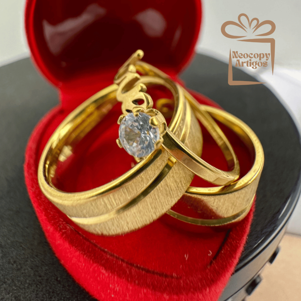 Aliança 8mm Aço Inox Jateado Dourada brilhante designer risco transversal Casamento Noivado em Oferta na Shopee