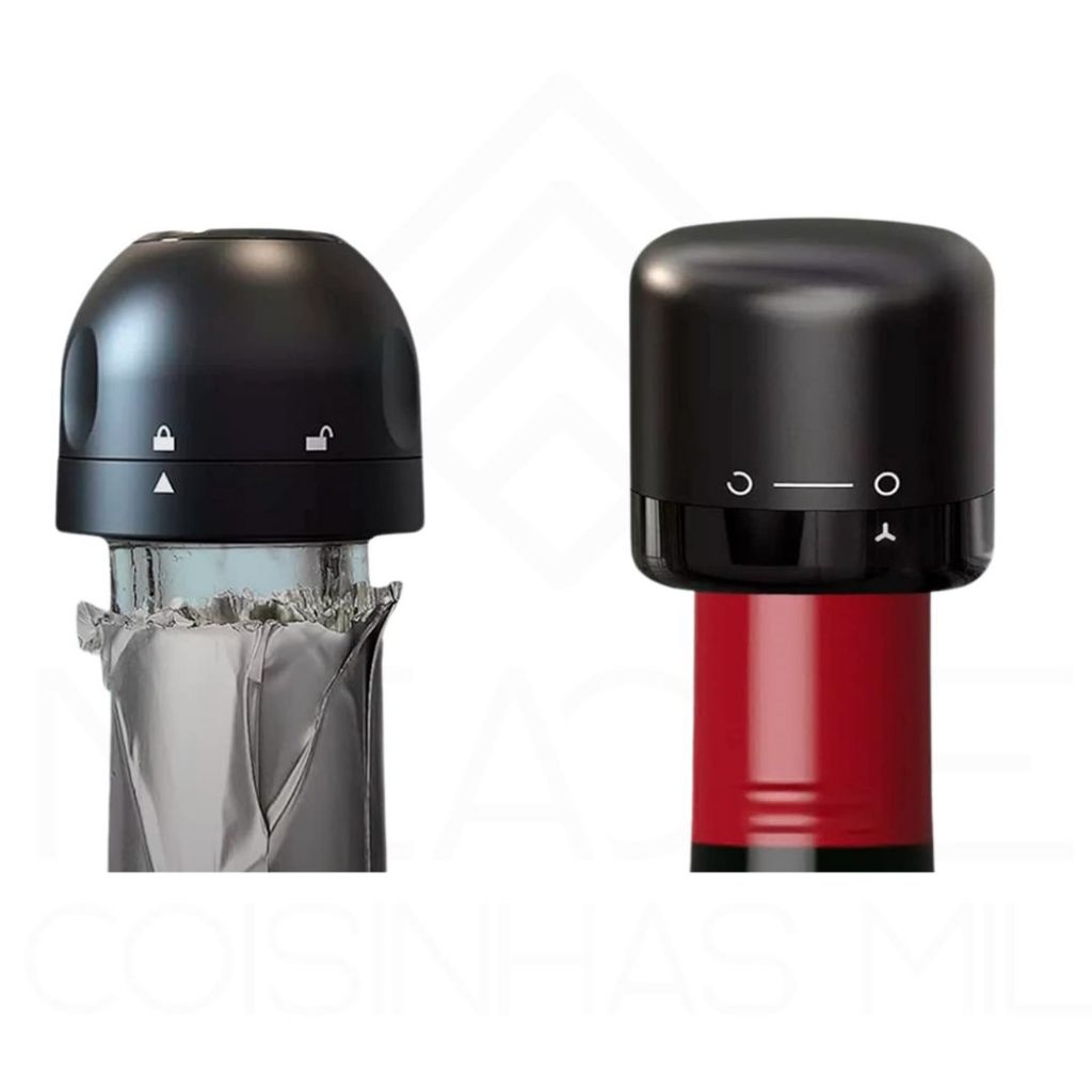 Tampa Inteligente À Vácuo para Garrafa de Vinho Champagne Espumante Mini Wine Stopper Preta