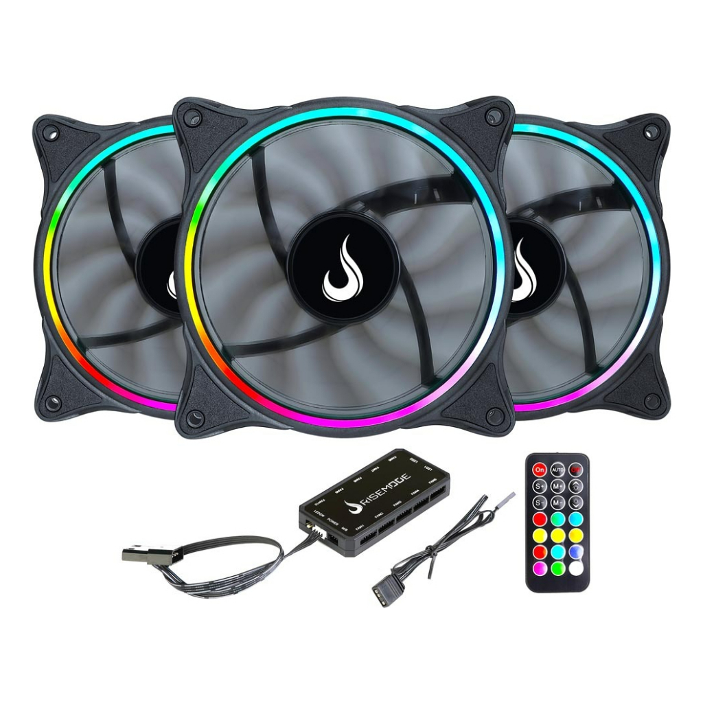 Kit 3 Cooler Fan Ring | Dual Led Argb | Com Controlador | Para Gabinete 120mm 12cm | Rise Mode Laser