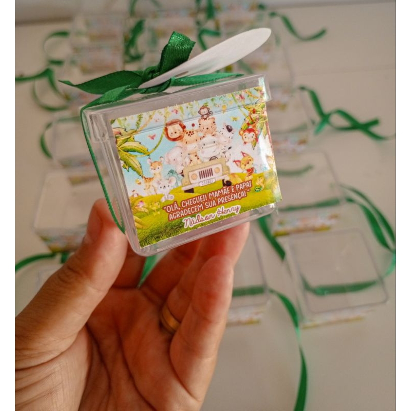 Kit Caixinhas Acrílicas 5x5cm | Personalizadas| Lembrancinhas Aniversário/ Maternidade/Chás.