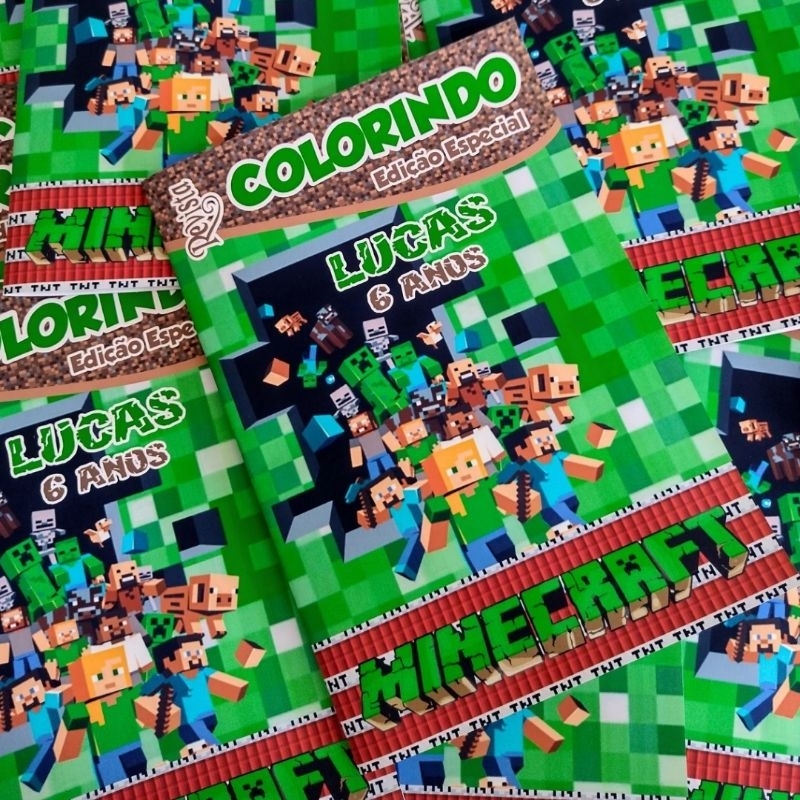 Revistinha de Colorir Minecraft - 14x21cm (Livrinhos de Colorir para Aniversário Personalizado -  lembrancinha infantil)