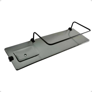 Porta Shampoo Com Saboneteira - Vidro - 40x12cm 8mm - Grade Preta em Oferta na Shopee
