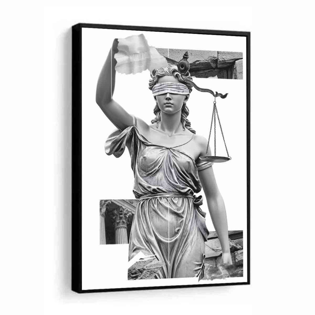 Quadro Decorativo Deusa da Justica Direito Advogado Escritorio Juridico Luxo Moderno Com Moldura