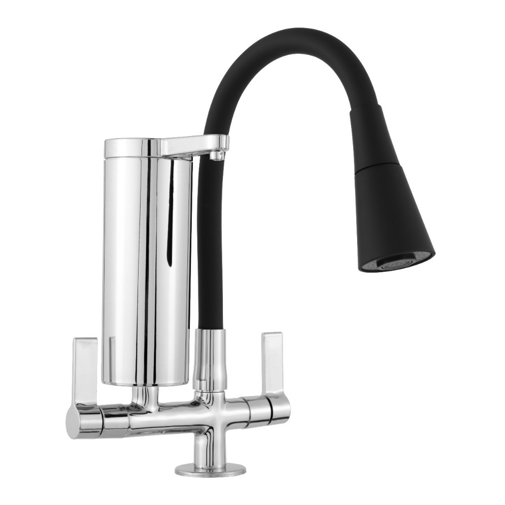 Torneira de Filtro Slim para Cozinha Preta de Bancada Mesa Metal Abs