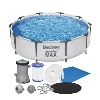 Piscina Estrutural 4678L Circular Pro Max + Filtro 110v ou 220v + Capa + Lona Bestway em Oferta na Shopee