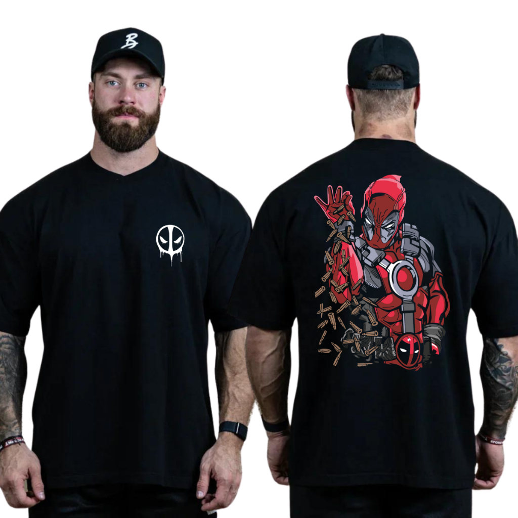 Camiseta Masculina Oversized Streetwear Masculina Grande Estampado Heróis Camisa Algodão Novo