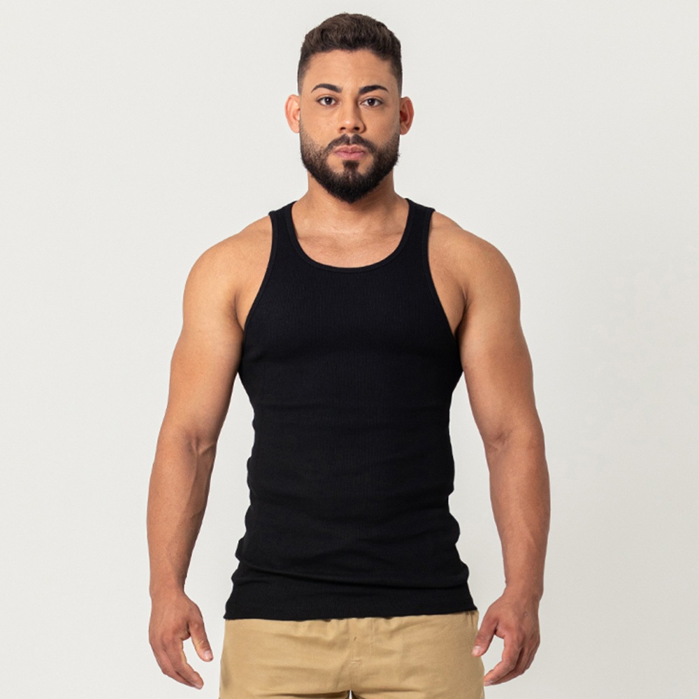 Regata Canelada Masculina Preta - Men Clothes