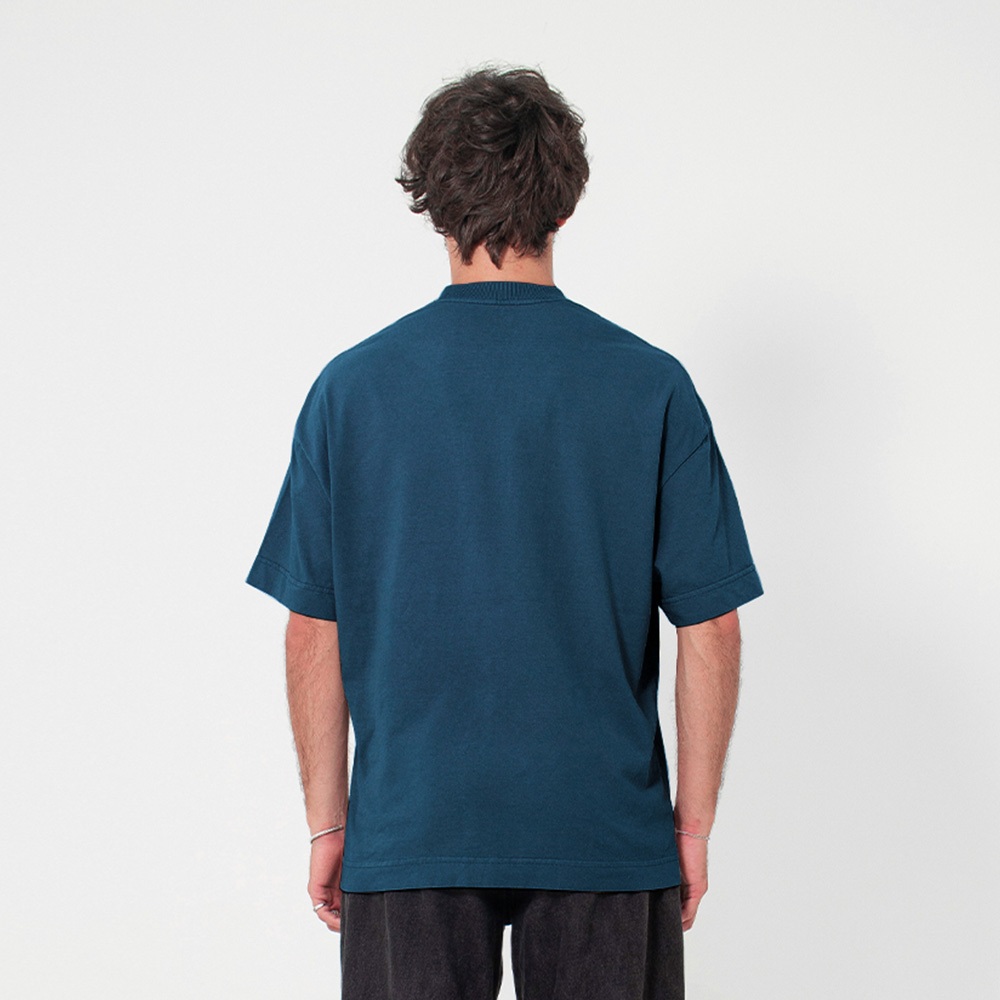 Detalhes do Camiseta Heavy Oversized Streetwear Azul Petróleo