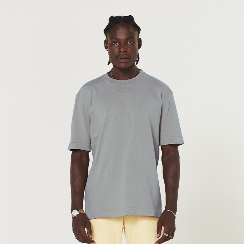 Camiseta Oversized Heavyweight Tubular Streetwear Cinza Espacial