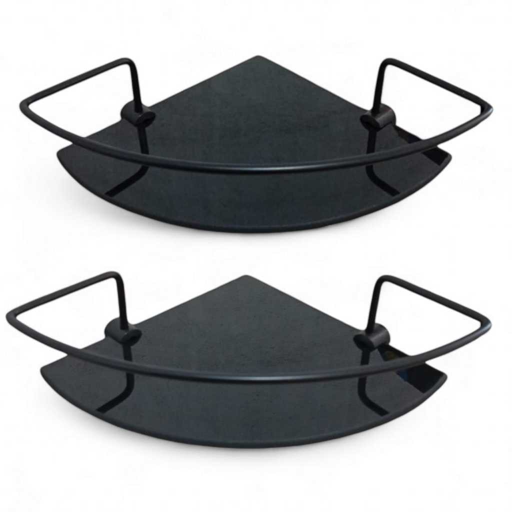 Kit 02 Porta Shampoo Suporte De Banheiro Preto Fosco Canto Organizador De Box em Oferta na Shopee