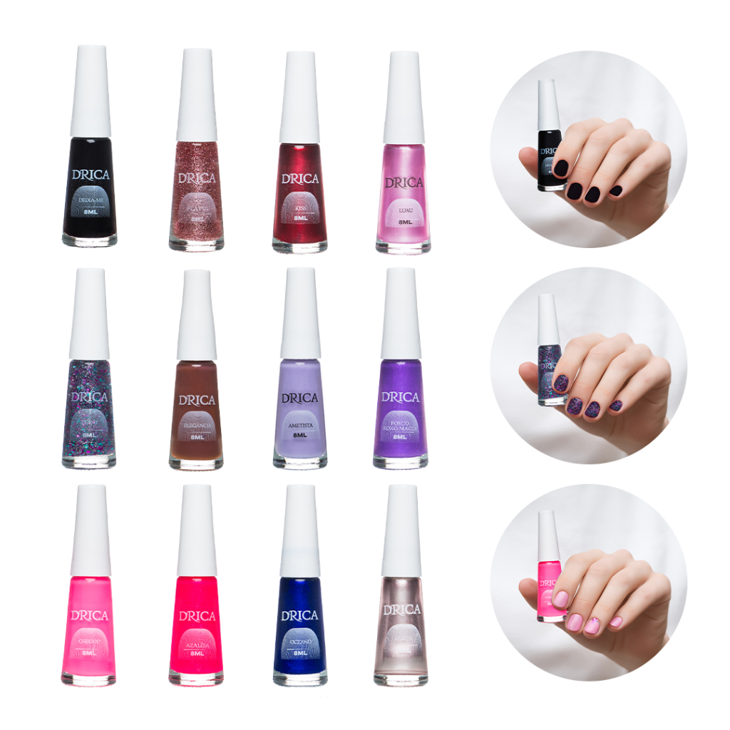 Kit Com 12 Esmaltes Drica - Cores Variadas em Oferta na Shopee