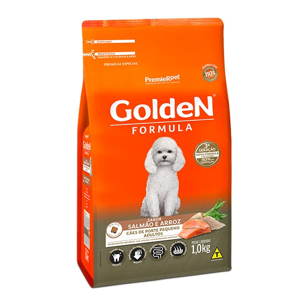 Ração Golden Formula Mini Bits Salmão e Arroz para Cães Adultos de Raças Pequenas