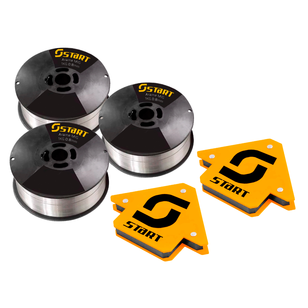 Kit 3 Arame Solda Mig Uso Sem Gás 0,8mm 1kg E71t-gs Start + 2 Esquadros 12kg - Home & Living