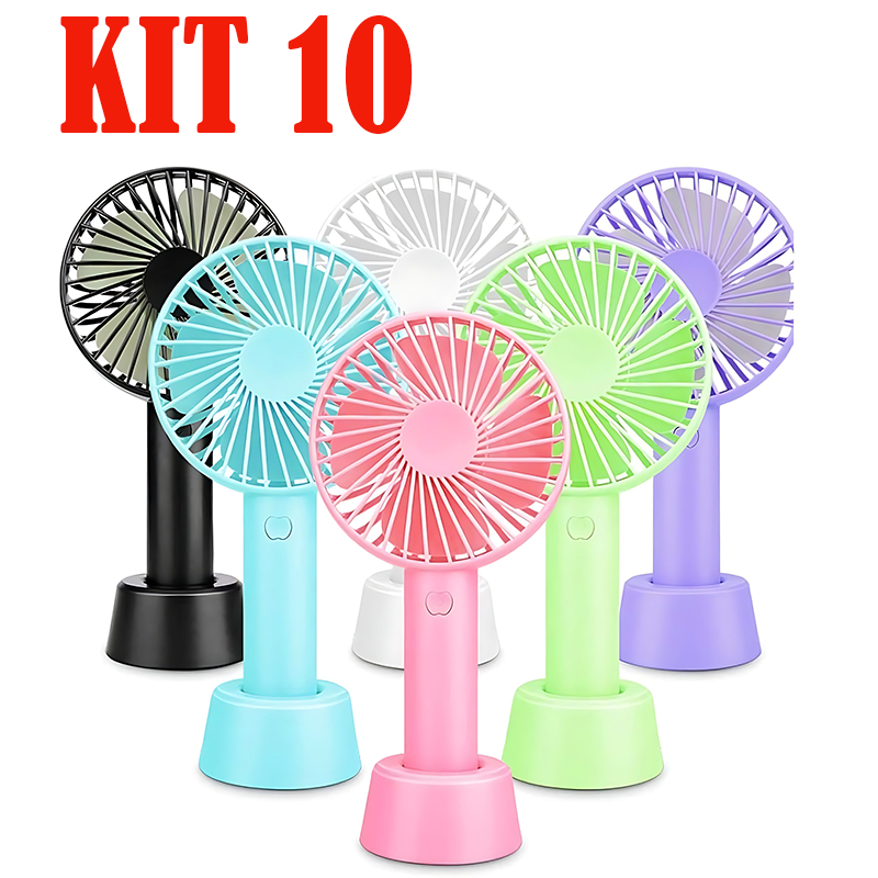 10 Mini Ventilador Recarregável Portátil De Mão Mesa Recarregável