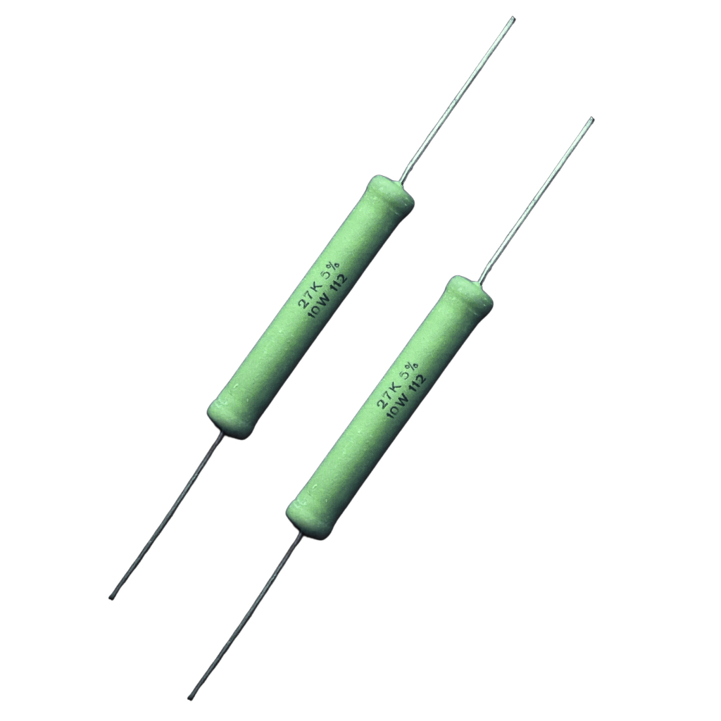 2X RESISTOR  27K 10W 5% AXIAL AC10 CONSTANTA