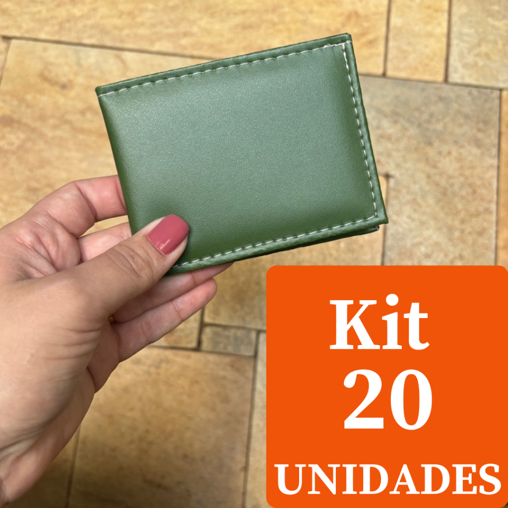 Kit De Carteira Masculina Mini Slim 20 Unidades Porta Cartão Pequena E Compacta Em Couro Sintetico