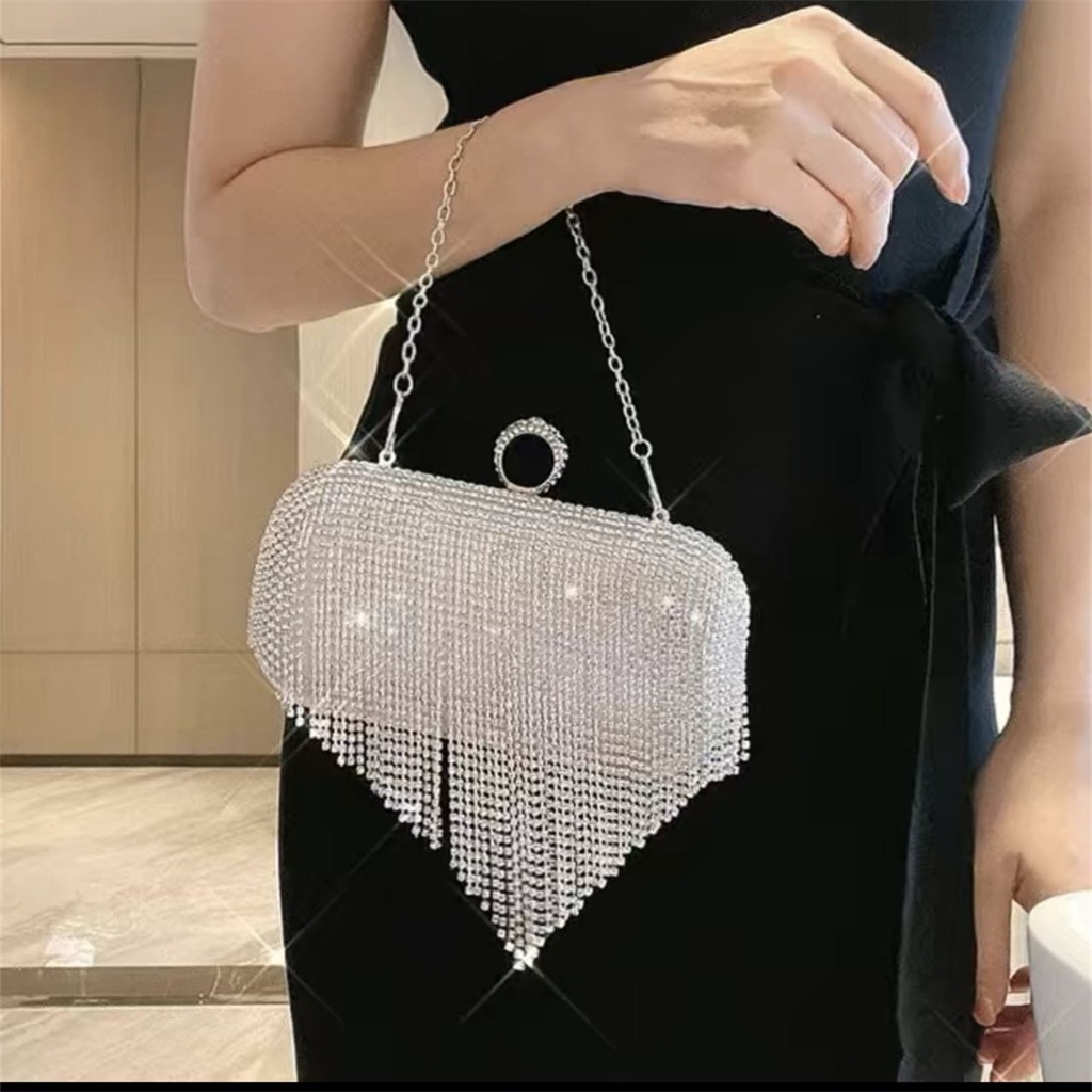 Nova bolsa de alta qualidade com diamantes e strass bolsa de noite bolsa de festa brilhante feminina cyc 8602