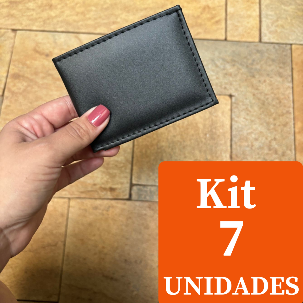 Kit 7 Unidades Carteira Masculina Mini Slim Pequena E Compacta Couro Sintetico em Oferta na Shopee