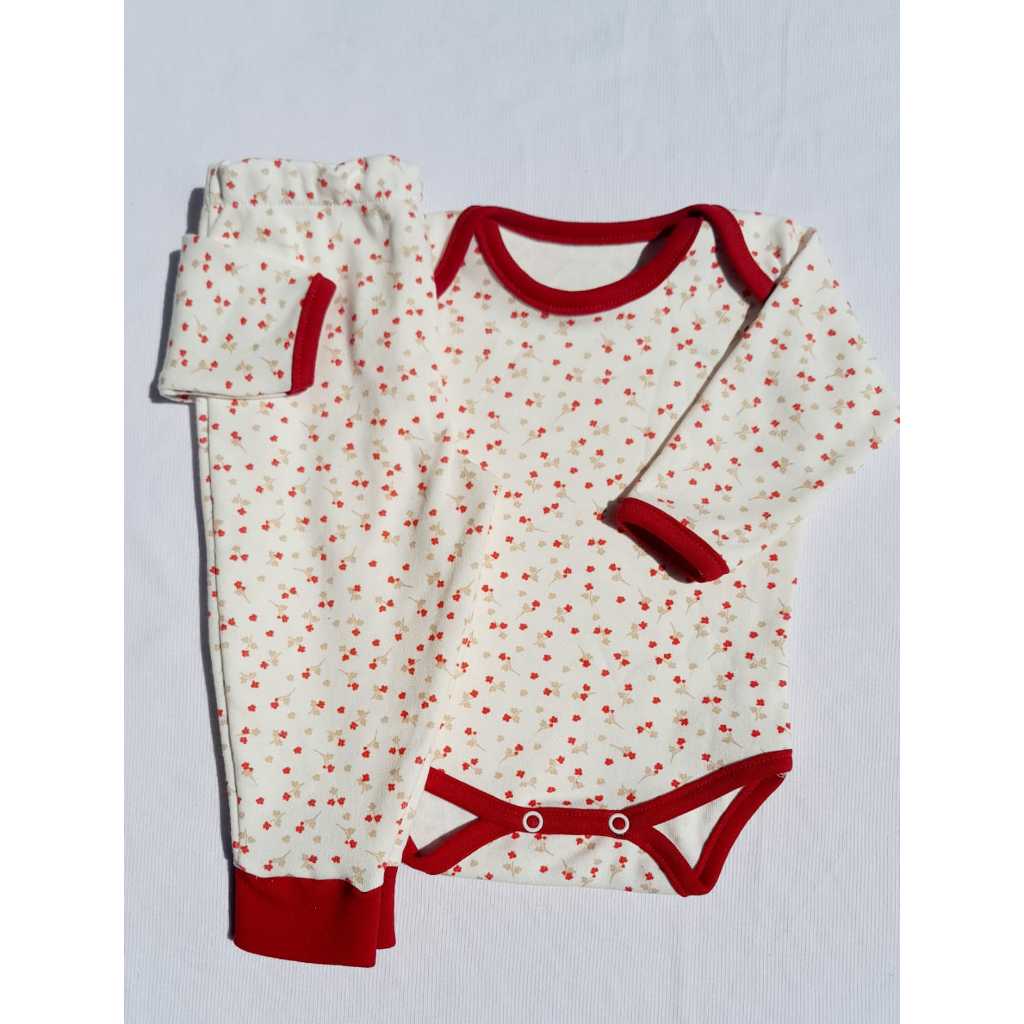 Conjunto calça e body 100% Algodão Antialérgico para bebê estampada de florzinha em Oferta na Shopee
