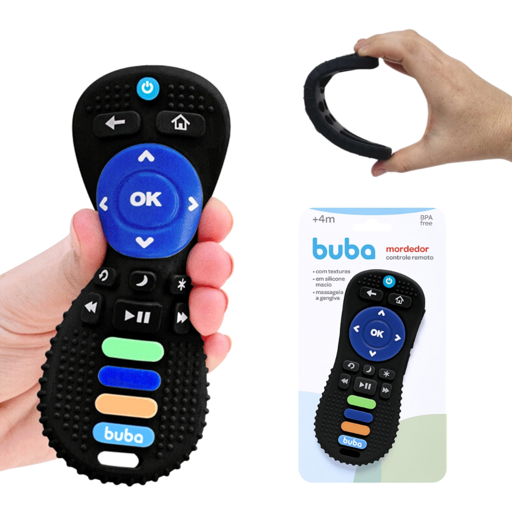 Mordedor Controle Remoto para Bebê Brinquedos para Bebê Mordedor para Bebê Silicone Macio Buba