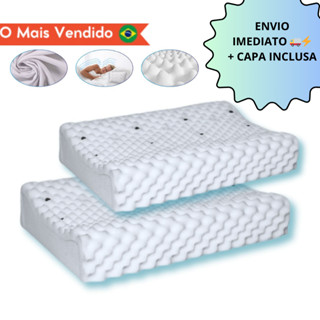 KIT 2 Travesseiro CERVICAL Ortopédico Pillow MAGNÉTICO Infravermelho Terapêutico Anti Ronc...
