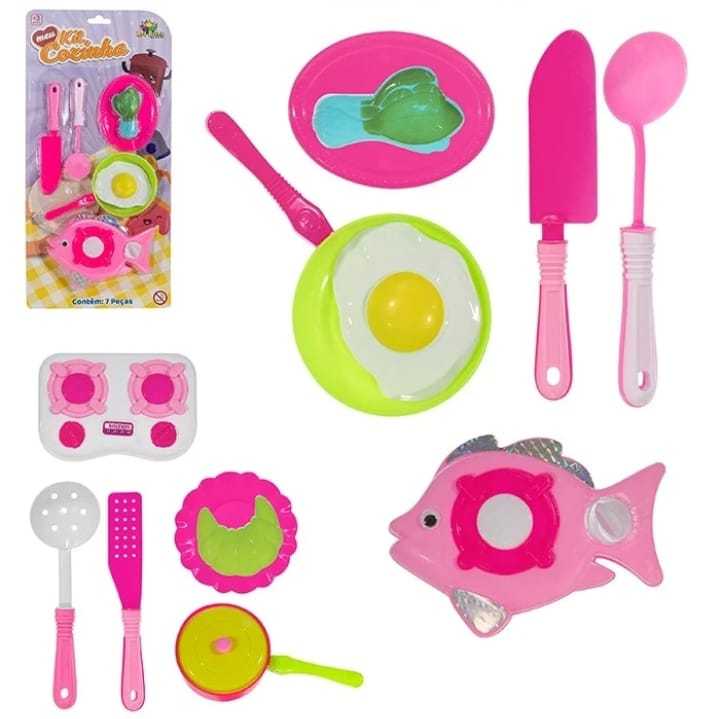 Kit Cozinha 14 PECAS Brinquedo Infantil Panelinha Comidinha Fogão