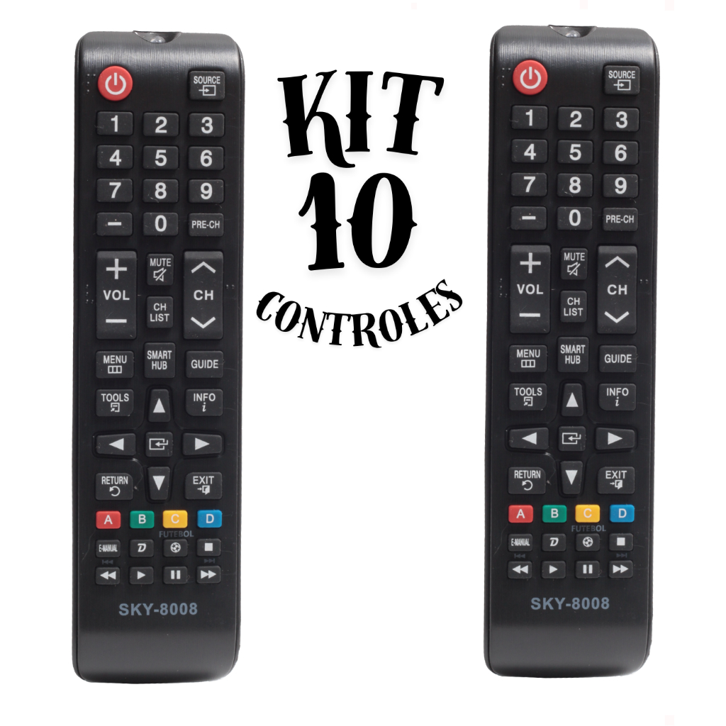 Kit 10 Controles Samsung Universal Compatível com TV Samsung