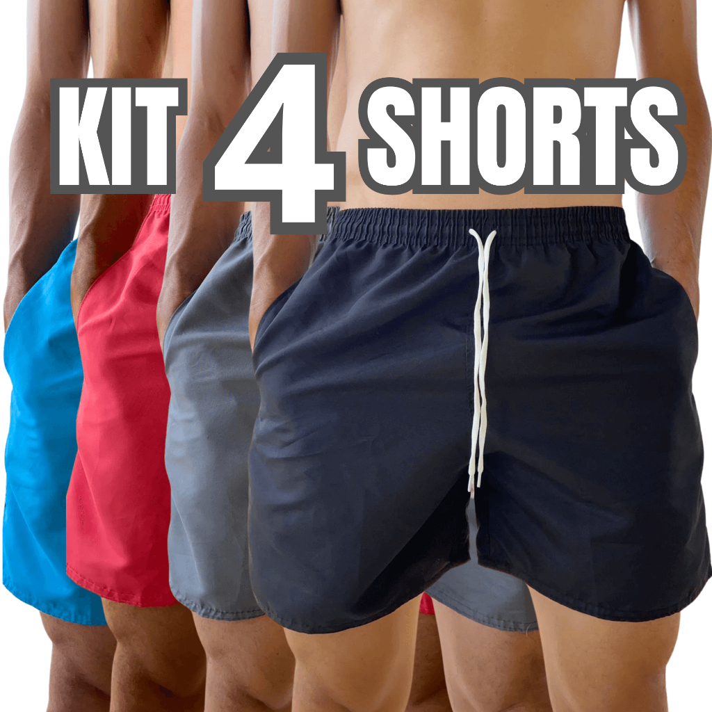 4 Shorts Tactel Bermuda Masculina Mauricinho Kit Short Tectel Praia Short Masculino Liso
