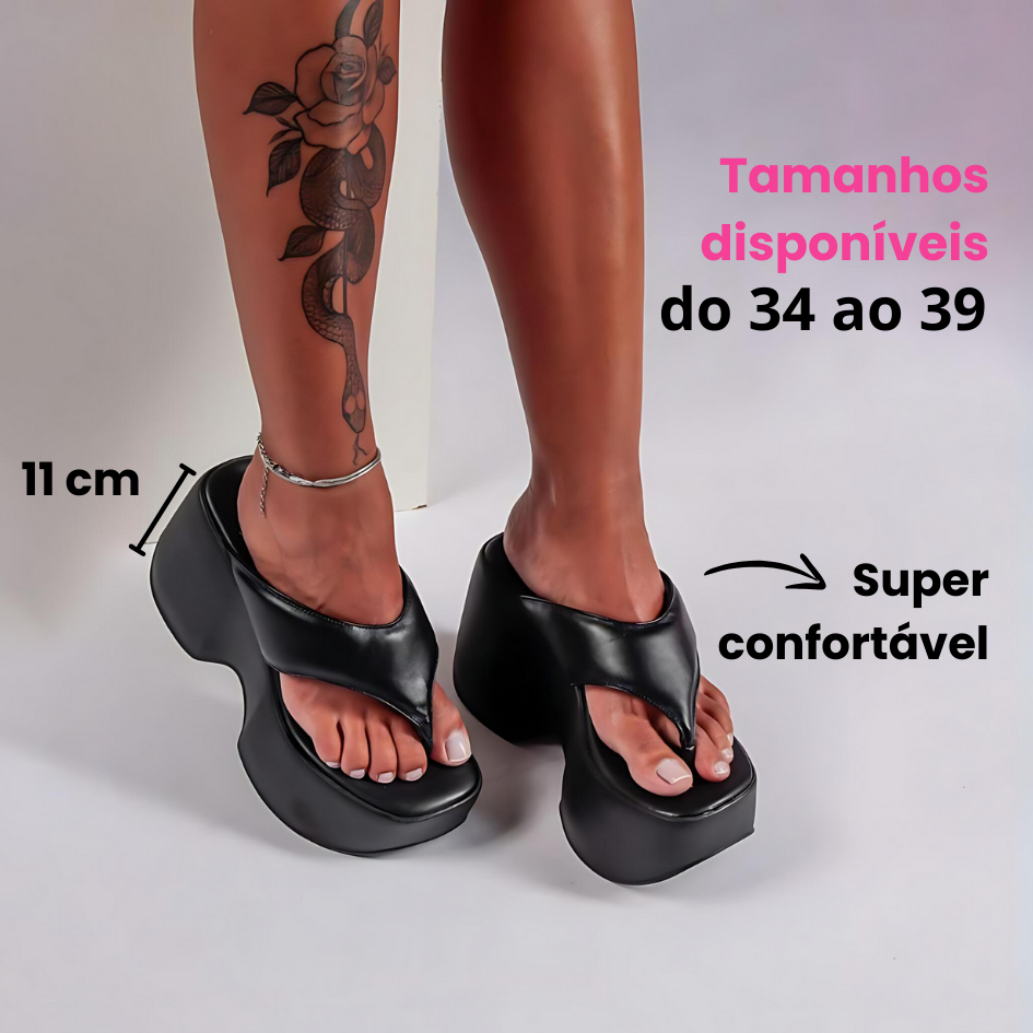 Sandália Tamanco Flat Plataforma Feminino Confortável Estiloso Perfeito para o Dia a Dia