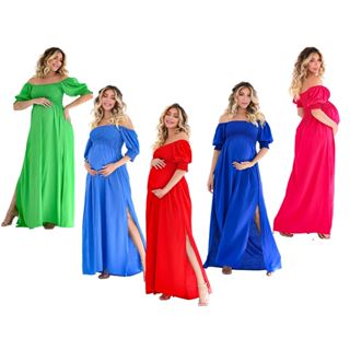 Vestido Longo Moda Evangelica Gestante Premium Maternidade em Oferta na Shopee