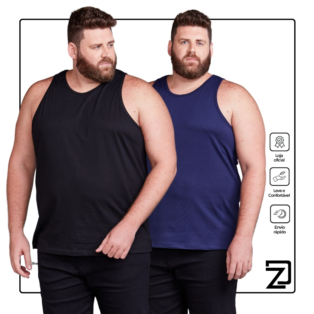 Kit 2 Camisas Regatas Plus Size Masculina - Men Clothes